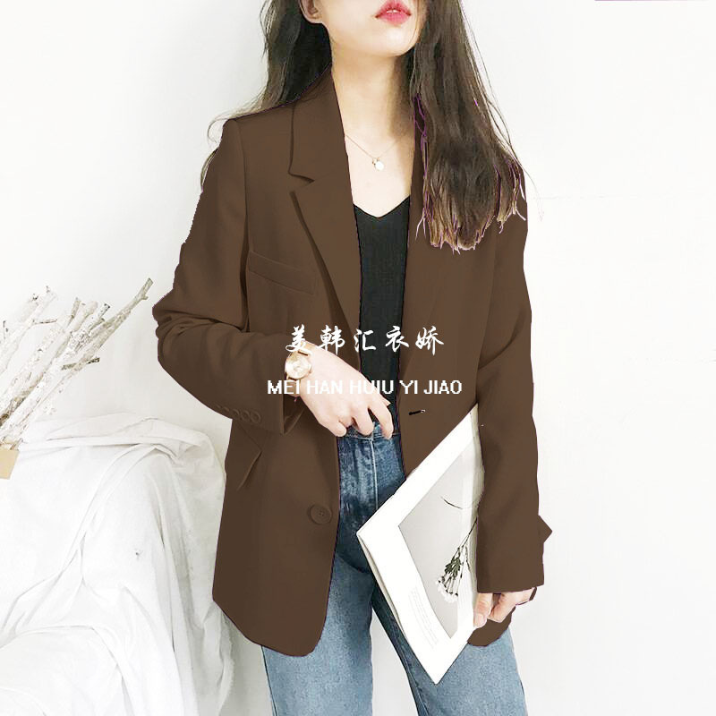 New women's suit jacket 2025 Spring and Autumn new Korean version loose student mid length top casual small suit for women New women's suit jacket 2025 Spring and Autumn new Korean version loose student mid length top casual small suit for women