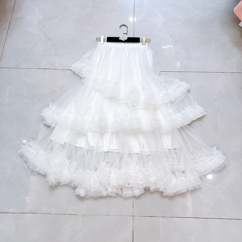 Thirteen line fungus edge layer by layer irregular mesh skirt with elastic waist wavy cake skirt C1 # 1972 Thirteen line fungus edge layer by layer irregular mesh skirt with elastic waist wavy cake skirt C1 # 1972