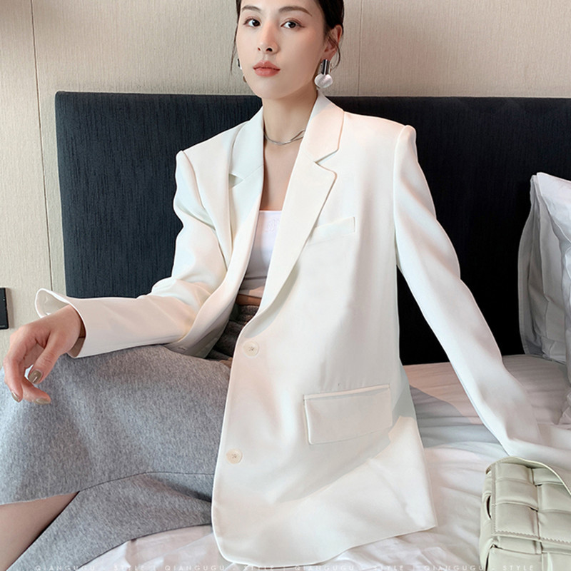 White suit jacket for women's Spring and Autumn 2025 new Korean version loose internet celebrity casual professional fashion small suit top White suit jacket for women's Spring and Autumn 2025 new Korean version loose internet celebrity casual professional fashion small suit top