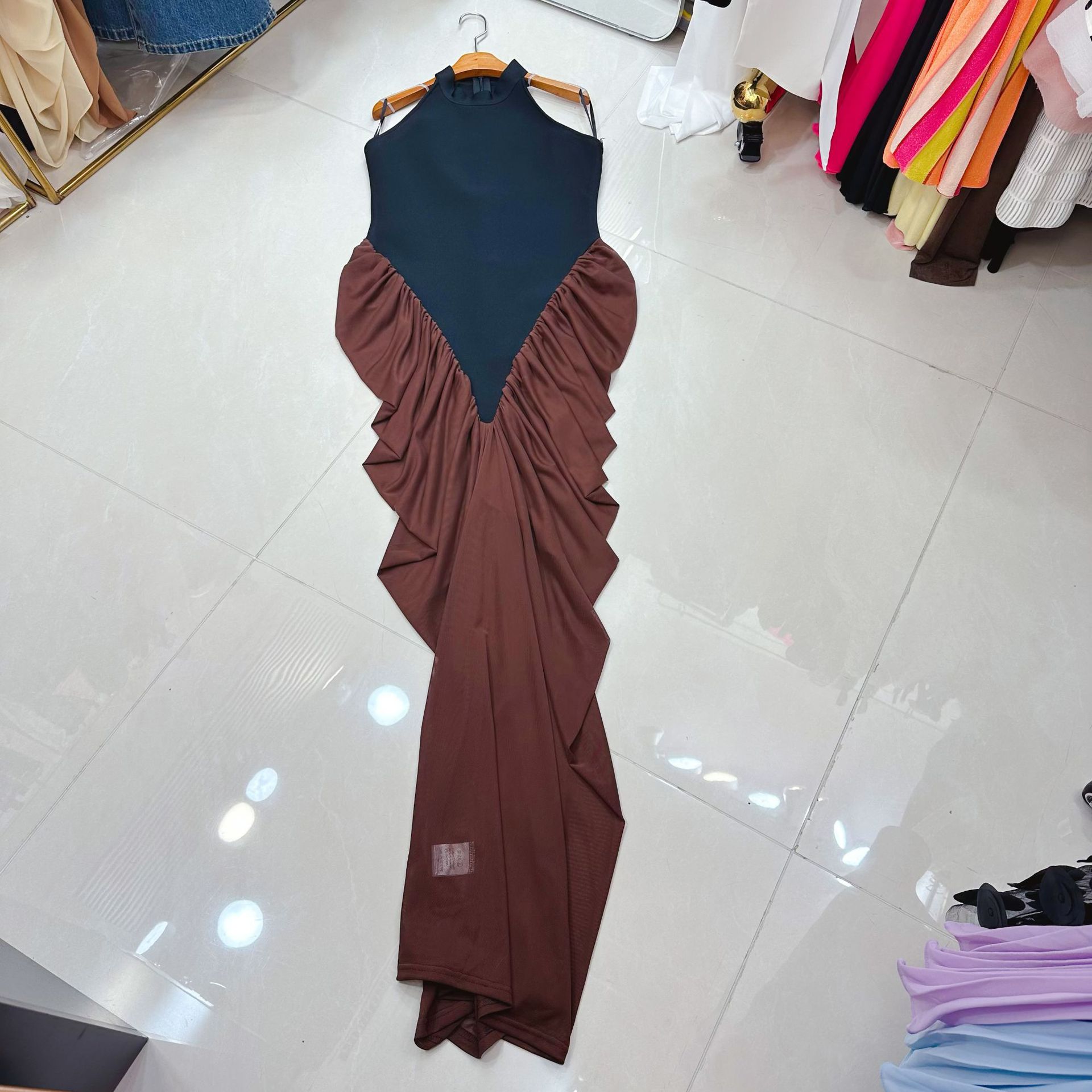 Thirteen Rows New Black and White Collar Sleeveless Casual Long Dress Evening Dress Bandage Dress Evening Dress Gift Dress A1 # 8523 Thirteen Rows New Black and White Collar Sleeveless Casual Long Dress Evening Dress Bandage Dress Evening Dress Gift Dress A1 # 8523