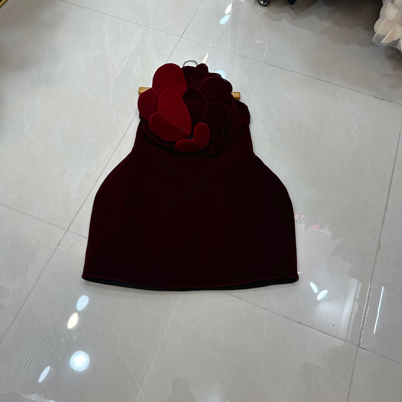 Thirteen line Australian niche design white velvet three-dimensional handmade heart strapless dress A2 # 8357 Thirteen line Australian niche design white velvet three-dimensional handmade heart strapless dress A2 # 8357