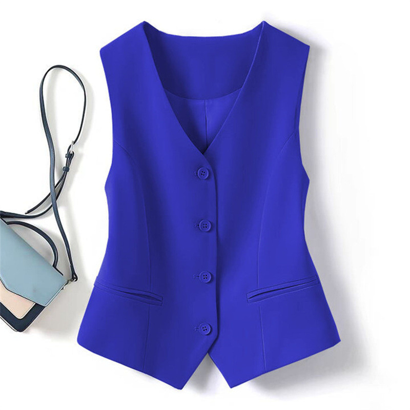 Suit vest, women's small vest, 2025 Spring and Autumn new style, slim fit, outer layer, women's style, camisole, blue short vest Suit vest, women's small vest, 2025 Spring and Autumn new style, slim fit, outer layer, women's style, camisole, blue short vest