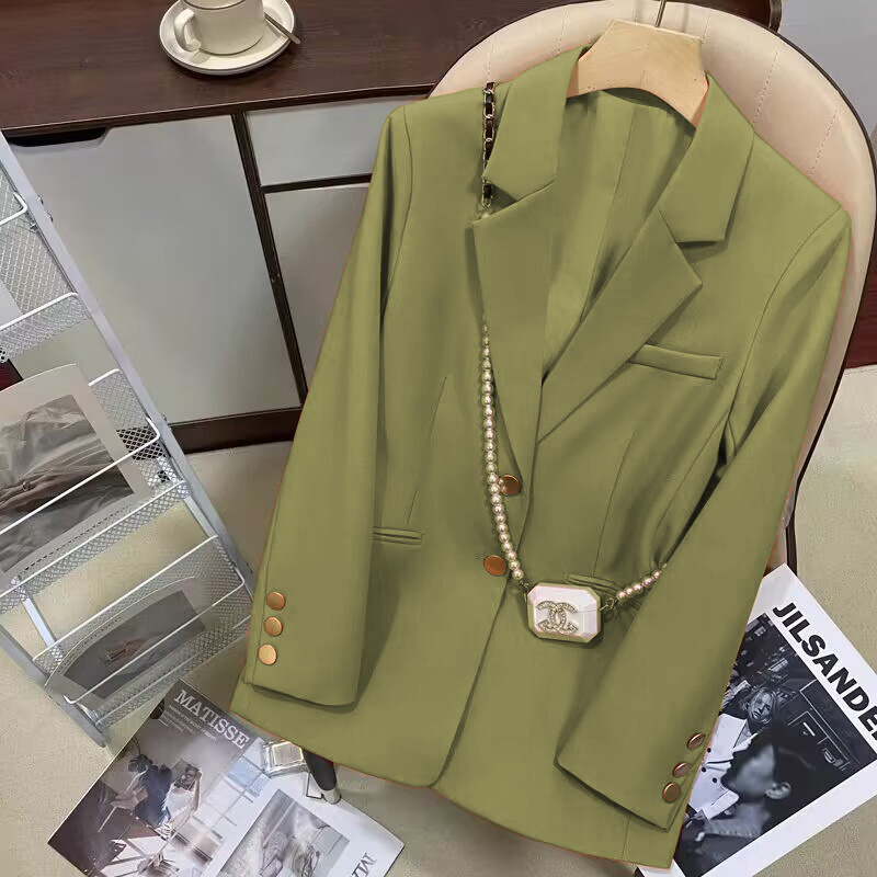Autumn suit jacket for women 2025 Spring and Autumn new Korean version casual commuting temperament goddess Fan Ka color suit jacket Autumn suit jacket for women 2025 Spring and Autumn new Korean version casual commuting temperament goddess Fan Ka color suit jacket