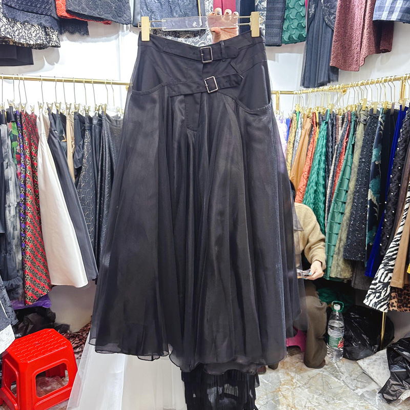 Thirteen line European and American skirt new high waisted khaki half skirt temperament fashionable mesh skirt irregular D1 # 6500 Thirteen line European and American skirt new high waisted khaki half skirt temperament fashionable mesh skirt irregular D1 # 6500