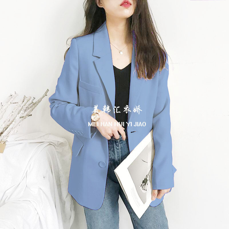 New women's suit jacket 2025 Spring and Autumn new Korean version loose student mid length top casual small suit for women New women's suit jacket 2025 Spring and Autumn new Korean version loose student mid length top casual small suit for women