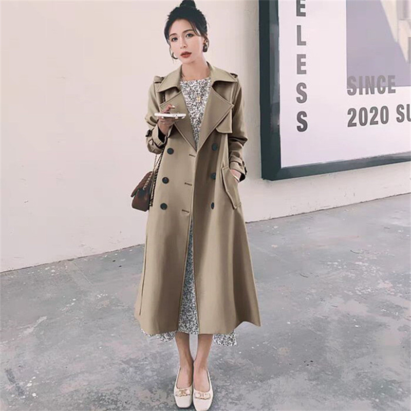 Wind coat jacket for women 2025 Korean version new spring and autumn British style medium long short popular khaki coat