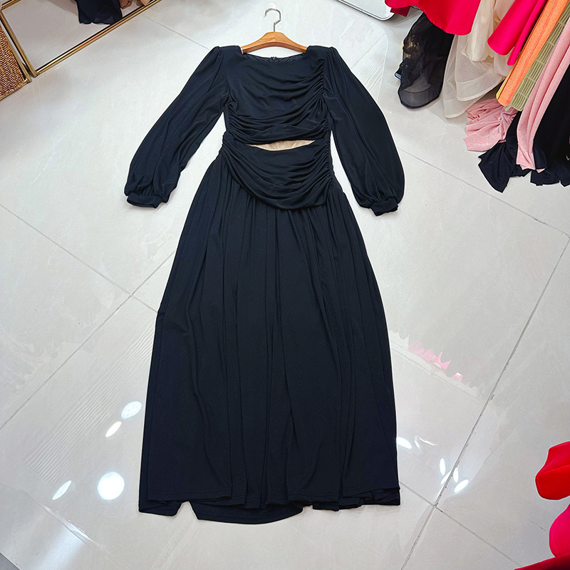 Thirteen line lamp Vietnam niche cage sleeve sexy slimming and slimming temperament hollow out large swing dress A2 # 8587 Thirteen line lamp Vietnam niche cage sleeve sexy slimming and slimming temperament hollow out large swing dress A2 # 8587