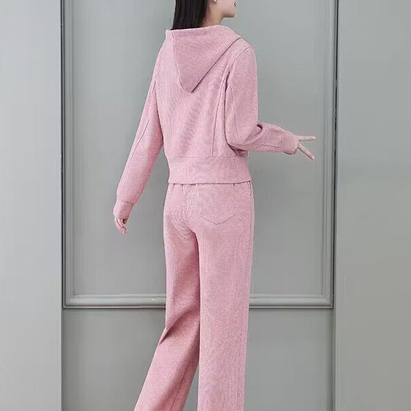 Spring and Autumn Leisure Sportswear Set for Women 2025 Spring New Style Salt Series Light Mature Hoodie Coat Wide Leg Pants Two Piece Set Spring and Autumn Leisure Sportswear Set for Women 2025 Spring New Style Salt Series Light Mature Hoodie Coat Wide Leg Pants Two Piece Set