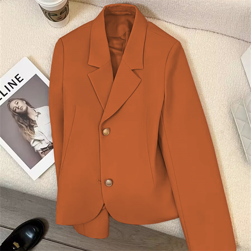 2025 Autumn New Orange Short Short Short Suit Jacket for Women with a slimming and casual commuting style Top for Women 2025 Autumn New Orange Short Short Short Suit Jacket for Women with a slimming and casual commuting style Top for Women
