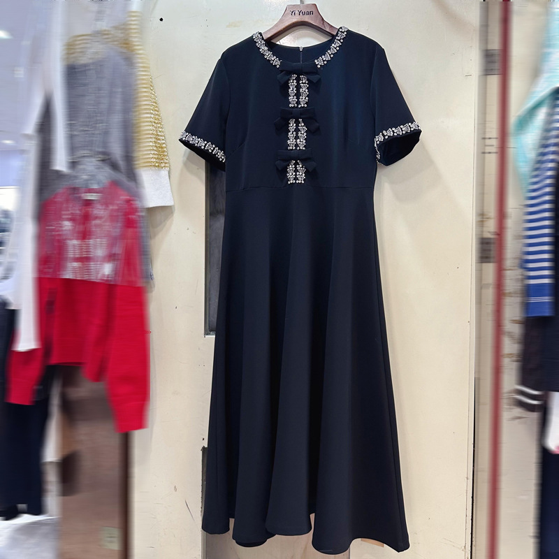 Thirteen lines high-end elegant heavy industry diamond bow short sleeved dress long skirt birthday party dress A1 # 8681 Thirteen lines high-end elegant heavy industry diamond bow short sleeved dress long skirt birthday party dress A1 # 8681