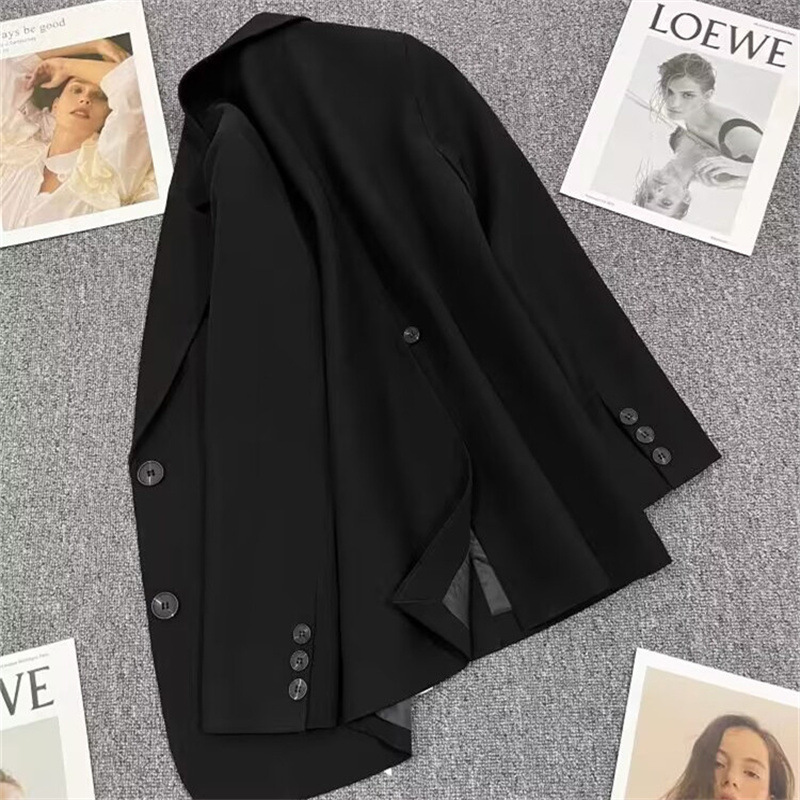 Black suit jacket for women, autumn 2025 new item, niche explosive street style, back slit temperament, foreign trade small suit for women Black suit jacket for women, autumn 2025 new item, niche explosive street style, back slit temperament, foreign trade small suit for women