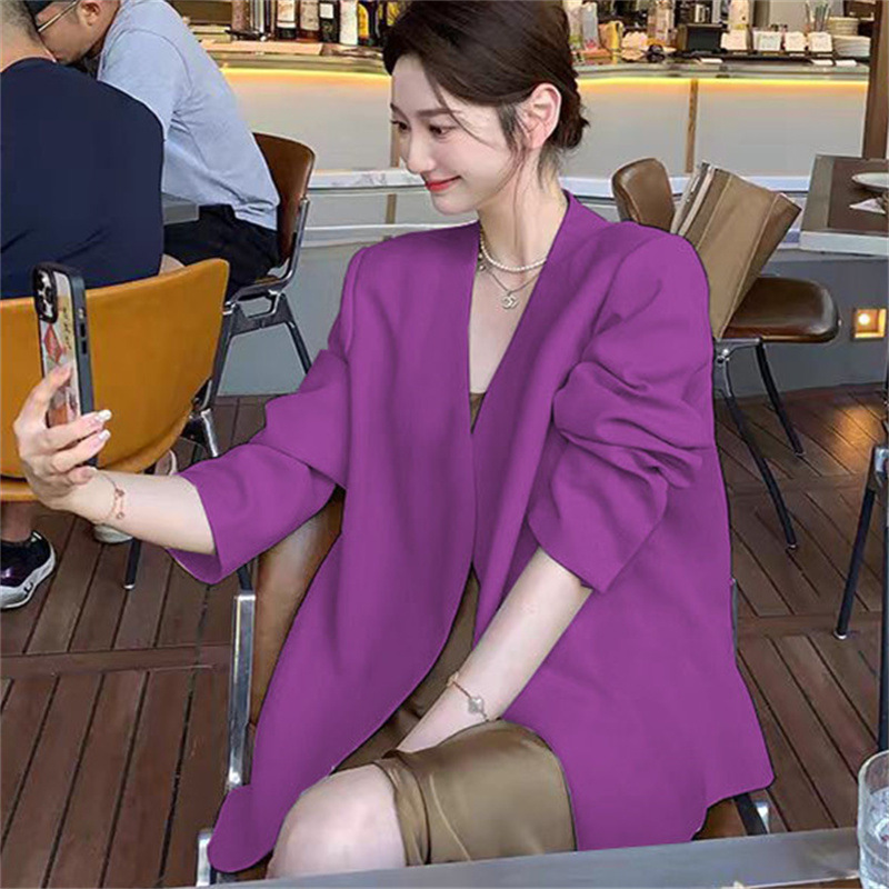 2025 Spring and Autumn New Women's Small Suit Coat, Women's Long Sleeve, Small and Casual, Off white Suit, Korean Version Top 2025 Spring and Autumn New Women's Small Suit Coat, Women's Long Sleeve, Small and Casual, Off white Suit, Korean Version Top