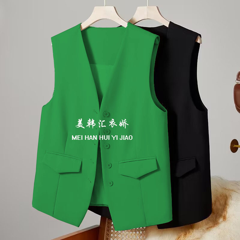 Pink suit vest for women, 2025 Spring and Autumn new Korean style western-style fashion trend, shoulder length short suit vest Pink suit vest for women, 2025 Spring and Autumn new Korean style western-style fashion trend, shoulder length short suit vest