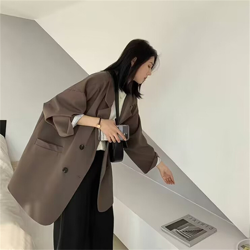 Spring and Autumn Coffee colored Suit Jacket for Women 2025 Spring and Autumn New Style Leisure Internet Celebrity Explosive Street Loose Small Suit Spring and Autumn Coffee colored Suit Jacket for Women 2025 Spring and Autumn New Style Leisure Internet Celebrity Explosive Street Loose Small Suit