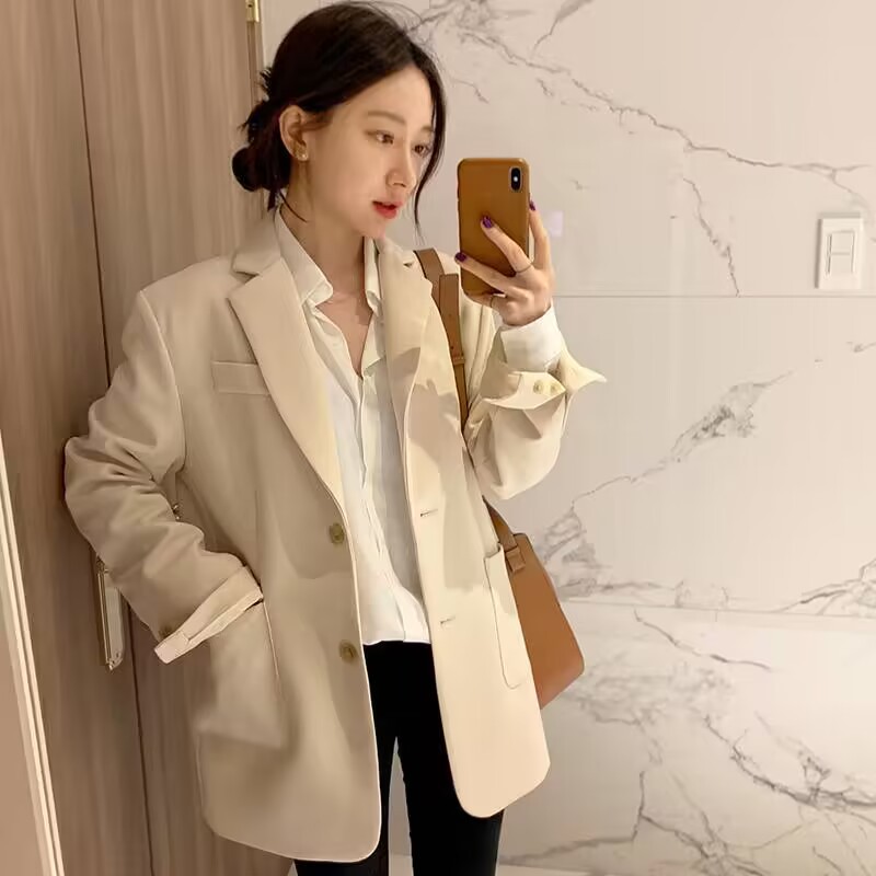 Internet celebrity small suit mid long chic retro belt Korean version 2025 casual temperament ins suit jacket female r Internet celebrity small suit mid long chic retro belt Korean version 2025 casual temperament ins suit jacket female r