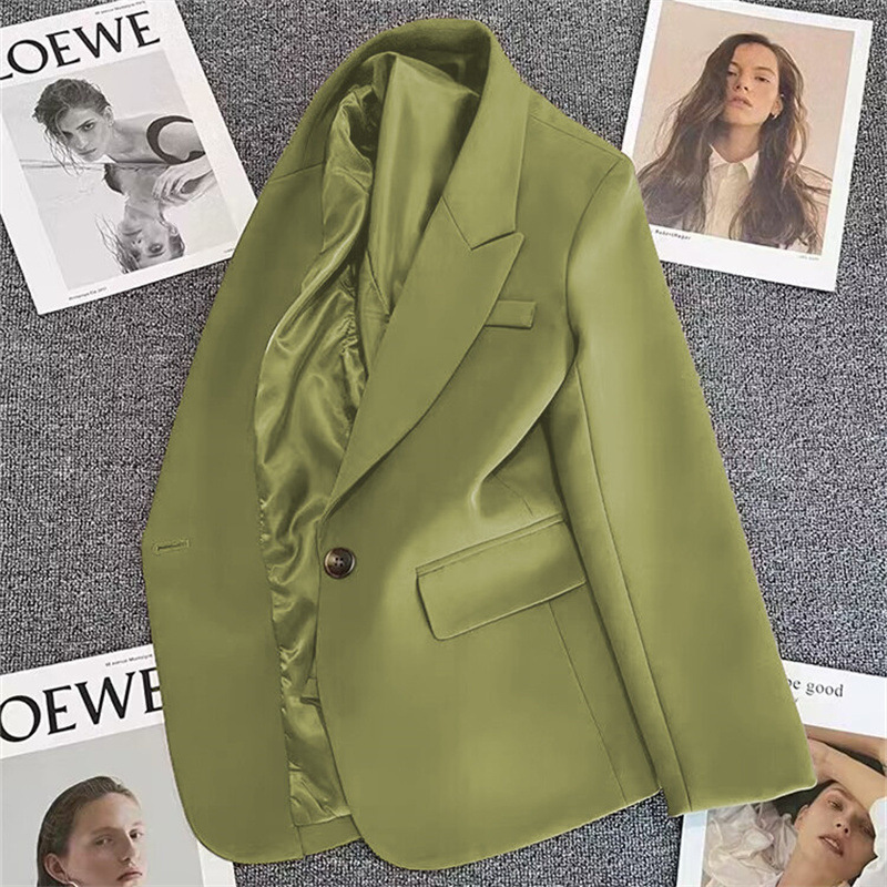 Green suit jacket for women in the spring and autumn of 2025, new small size with one button fashion trend and versatile temperament suit Green suit jacket for women in the spring and autumn of 2025, new small size with one button fashion trend and versatile temperament suit
