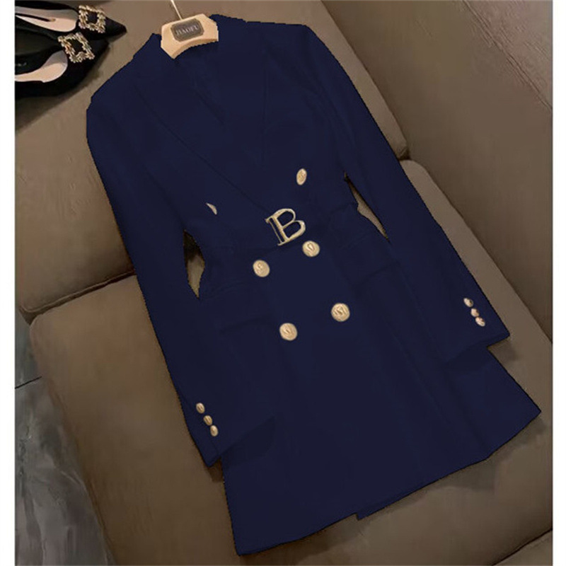 High end explosive street suit jacket for women, mid to long style, 2025 Spring and Autumn new style, British style, single breasted trench coat trend High end explosive street suit jacket for women, mid to long style, 2025 Spring and Autumn new style, British style, single breasted trench coat trend