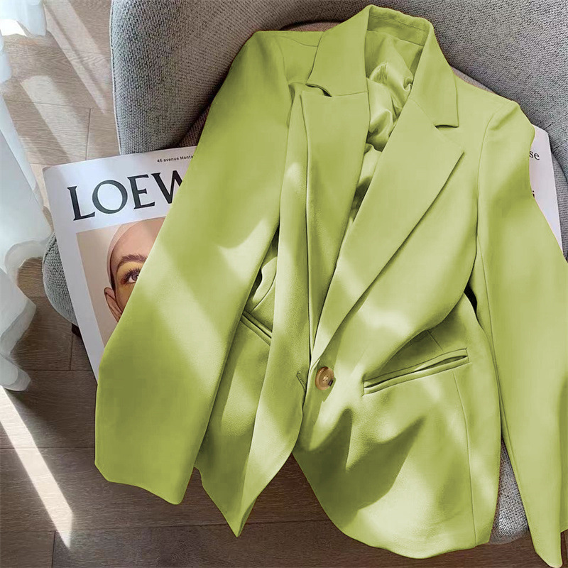 Spring 2025 new green suit jacket for women, niche design, versatile and casual Korean version, popular for young children Spring 2025 new green suit jacket for women, niche design, versatile and casual Korean version, popular for young children