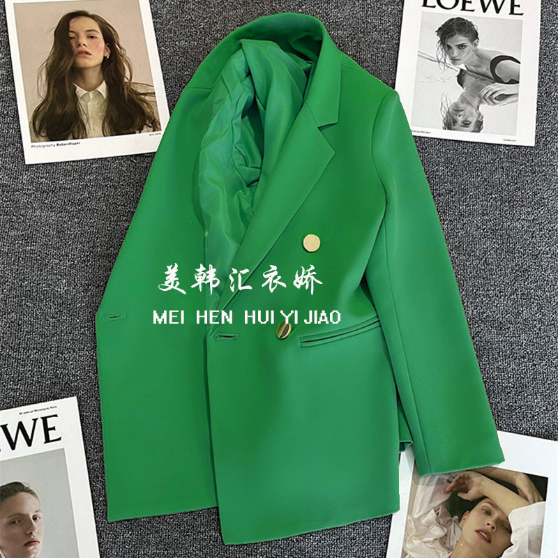 Candy green fried street small suit jacket for women in the spring and autumn of 2025, new Korean version, internet celebrity temperament, small and casual Candy green fried street small suit jacket for women in the spring and autumn of 2025, new Korean version, internet celebrity temperament, small and casual