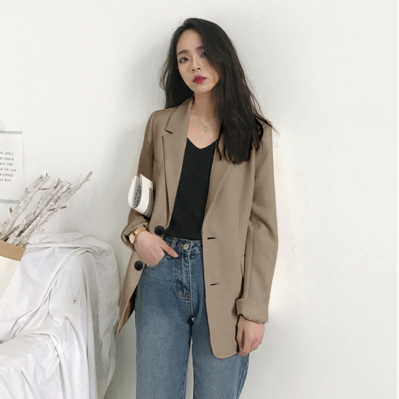 New women's suit jacket 2025 Spring and Autumn new Korean version loose student mid length top casual small suit for women New women's suit jacket 2025 Spring and Autumn new Korean version loose student mid length top casual small suit for women