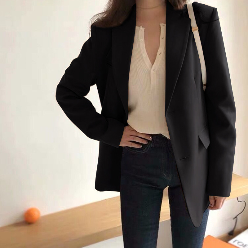 Internet celebrity small suit women's short jacket Korean version trendy women's top slim fit women's suit temperament suit collar small jacket Internet celebrity small suit women's short jacket Korean version trendy women's top slim fit women's suit temperament suit collar small jacket
