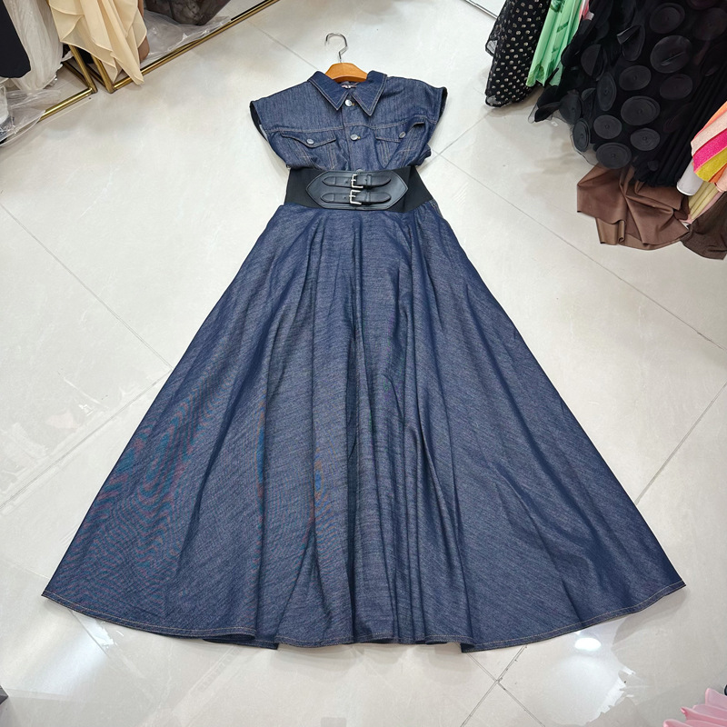 Thirteen line Australian designer denim suit sleeveless vest top jumpsuit half skirt A2 # 8501