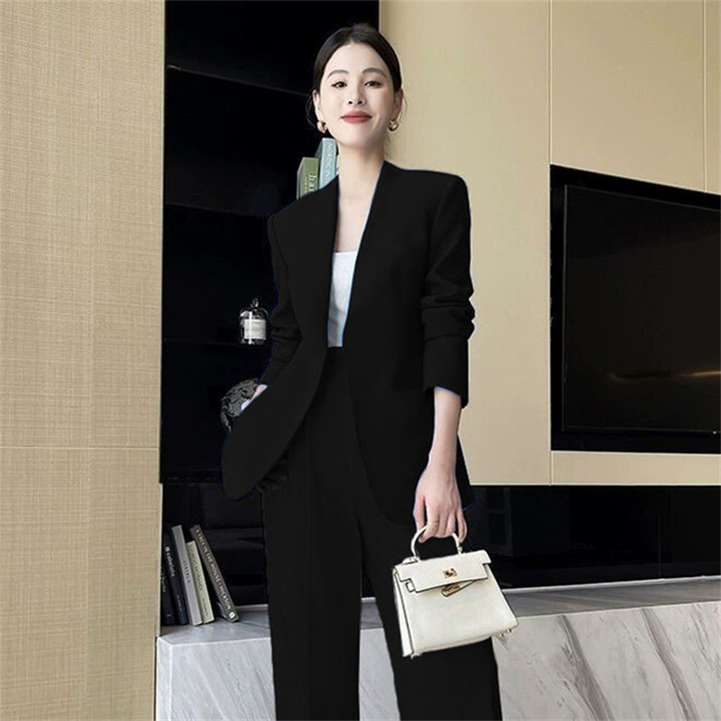 Spring and Autumn Korean version medium long slim fit small suit set for women in the spring of 2025, paired with explosive street casual suit temperament for women Spring and Autumn Korean version medium long slim fit small suit set for women in the spring of 2025, paired with explosive street casual suit temperament for women