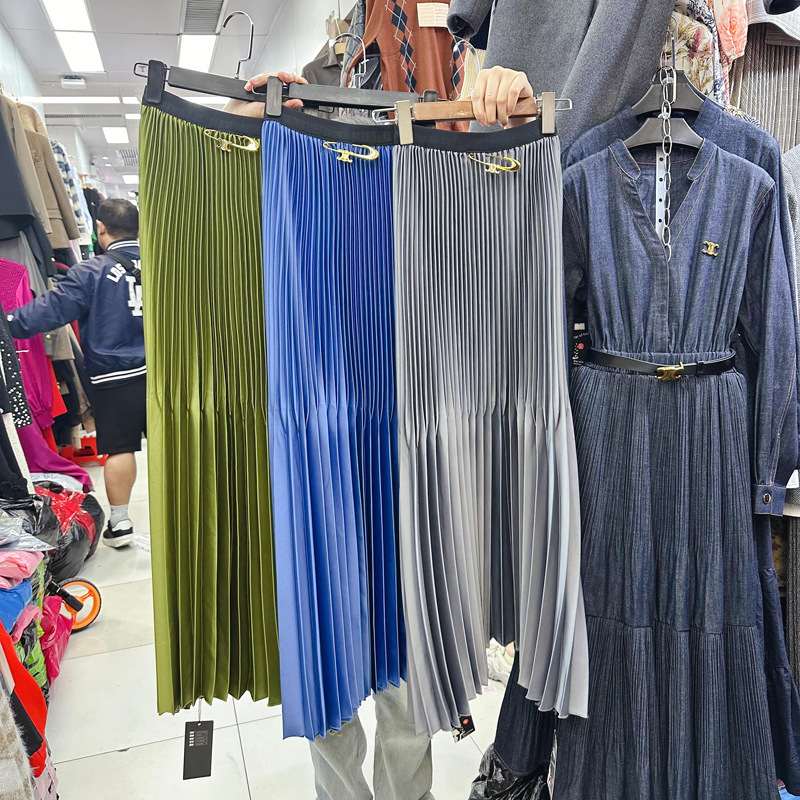 Thirteen line Australian irregular pleated skirt with elastic waistband and drooping feeling, pleated long skirt with large swing, A3 # 9007 Thirteen line Australian irregular pleated skirt with elastic waistband and drooping feeling, pleated long skirt with large swing, A3 # 9007