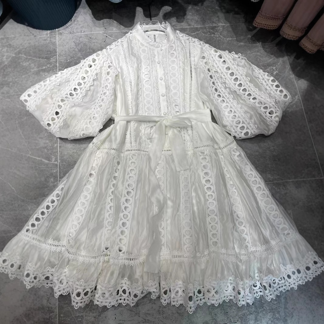 Thirteen Rows Australia New Lantern Sleeve Love Hollow Lace Single breasted Loose Short Skirt Dress A3 # 9070 Thirteen Rows Australia New Lantern Sleeve Love Hollow Lace Single breasted Loose Short Skirt Dress A3 # 9070