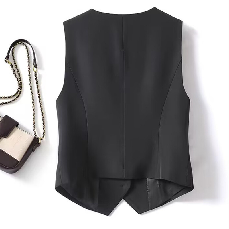 Suit vest, women's small vest, 2025 Spring and Autumn new style, slim fit, outer layer, women's style, camisole, black short vest Suit vest, women's small vest, 2025 Spring and Autumn new style, slim fit, outer layer, women's style, camisole, black short vest
