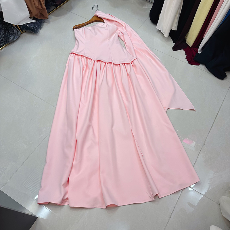 Thirteen lines new Australian age reducing personalized strap slit fake two-piece strapless dress with shawl A1 # 8542 Thirteen lines new Australian age reducing personalized strap slit fake two-piece strapless dress with shawl A1 # 8542