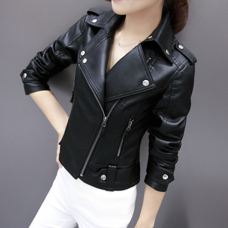 2025 Spring and Autumn New PU Leather Jacket Women's Small Coat Short Motorcycle Black Casual Women's Slim Fit High Waist Leather Jacket 2025 Spring and Autumn New PU Leather Jacket Women's Small Coat Short Motorcycle Black Casual Women's Slim Fit High Waist Leather Jacket