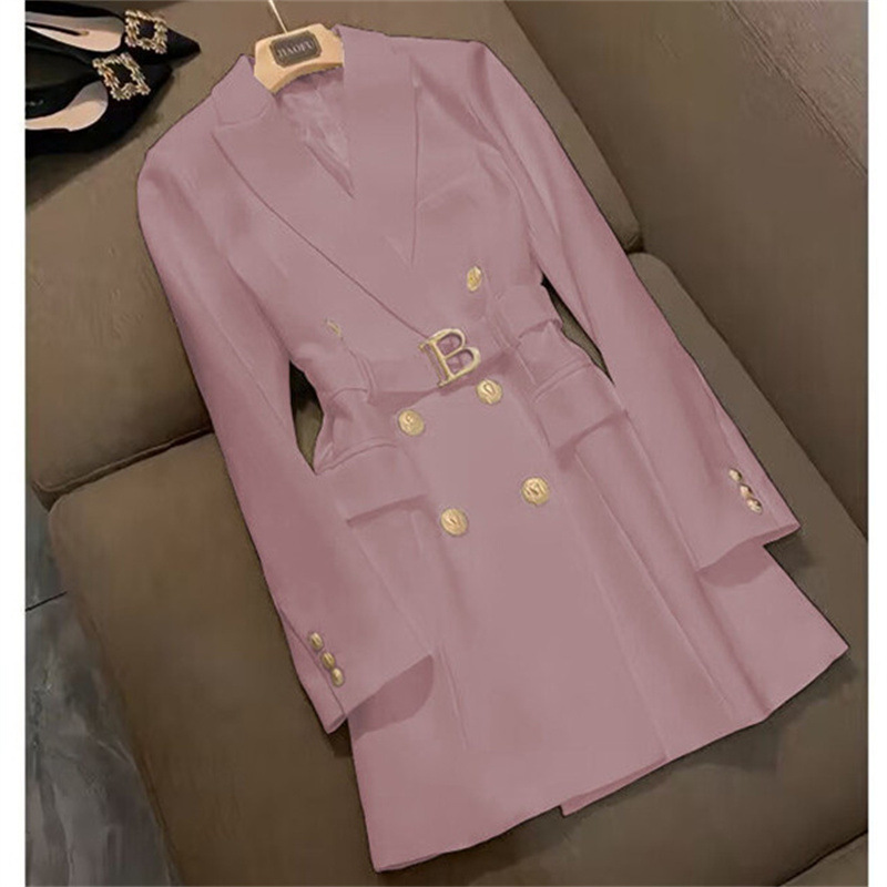 High end explosive street suit jacket for women, mid to long style, 2025 Spring and Autumn new style, British style, single breasted trench coat trend High end explosive street suit jacket for women, mid to long style, 2025 Spring and Autumn new style, British style, single breasted trench coat trend