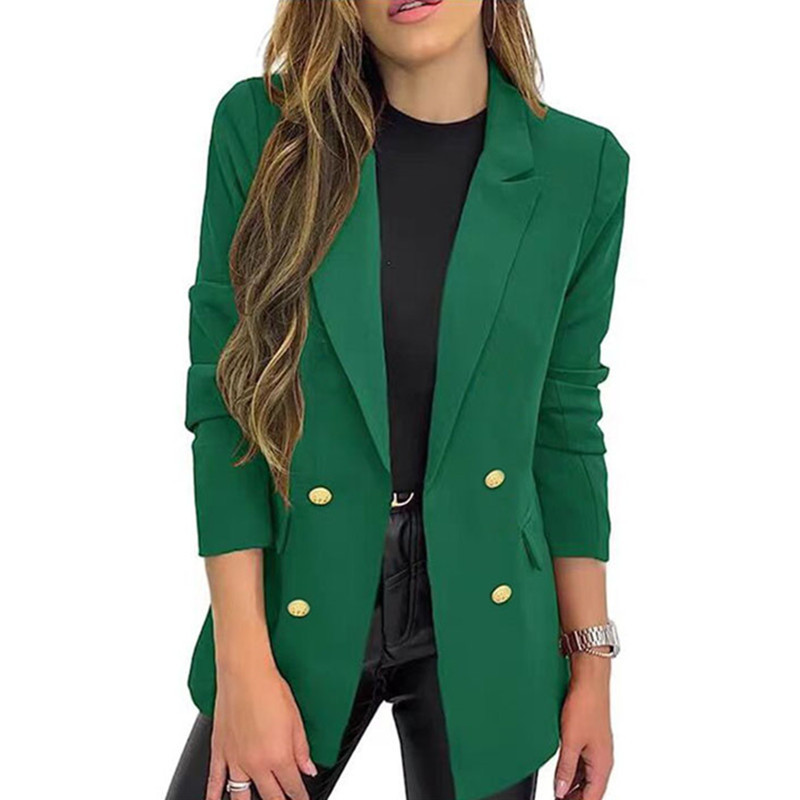 2025 Amazon Foreign Trade New Small Suit Coat Women's Solid Color Casual Long Sleeve Collar Button Autumn Coat 2025 Amazon Foreign Trade New Small Suit Coat Women's Solid Color Casual Long Sleeve Collar Button Autumn Coat
