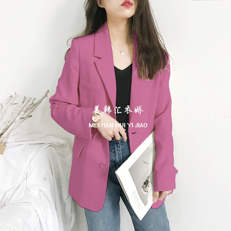 New women's suit jacket 2025 Spring and Autumn new Korean version loose student mid length top casual small suit for women New women's suit jacket 2025 Spring and Autumn new Korean version loose student mid length top casual small suit for women