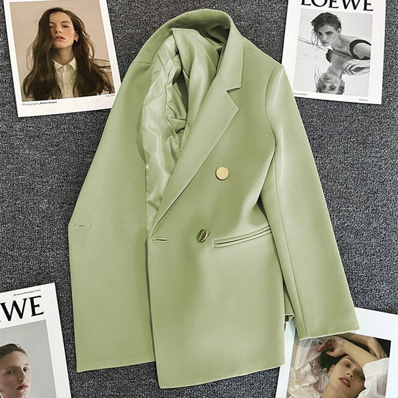 Spring suit jacket for women in 2025 Spring and Autumn, double breasted gray suit with slimming temperament, internet famous explosive street top for trendy women Spring suit jacket for women in 2025 Spring and Autumn, double breasted gray suit with slimming temperament, internet famous explosive street top for trendy women