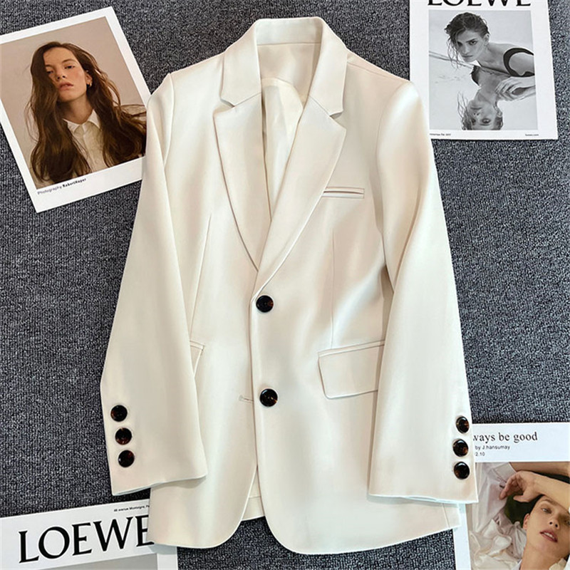 Off white suit jacket for women 2025 Spring and Autumn new style casual temperament Spring and Autumn explosive street small suit jacket for women Off white suit jacket for women 2025 Spring and Autumn new style casual temperament Spring and Autumn explosive street small suit jacket for women