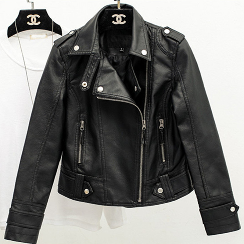 2025 Spring and Autumn Clothing Haining New Slim fit Collar Leather Jacket Women's Short Jacket Women's PU Jacket Motorcycle Wear Women's Clothing 2025 Spring and Autumn Clothing Haining New Slim fit Collar Leather Jacket Women's Short Jacket Women's PU Jacket Motorcycle Wear Women's Clothing