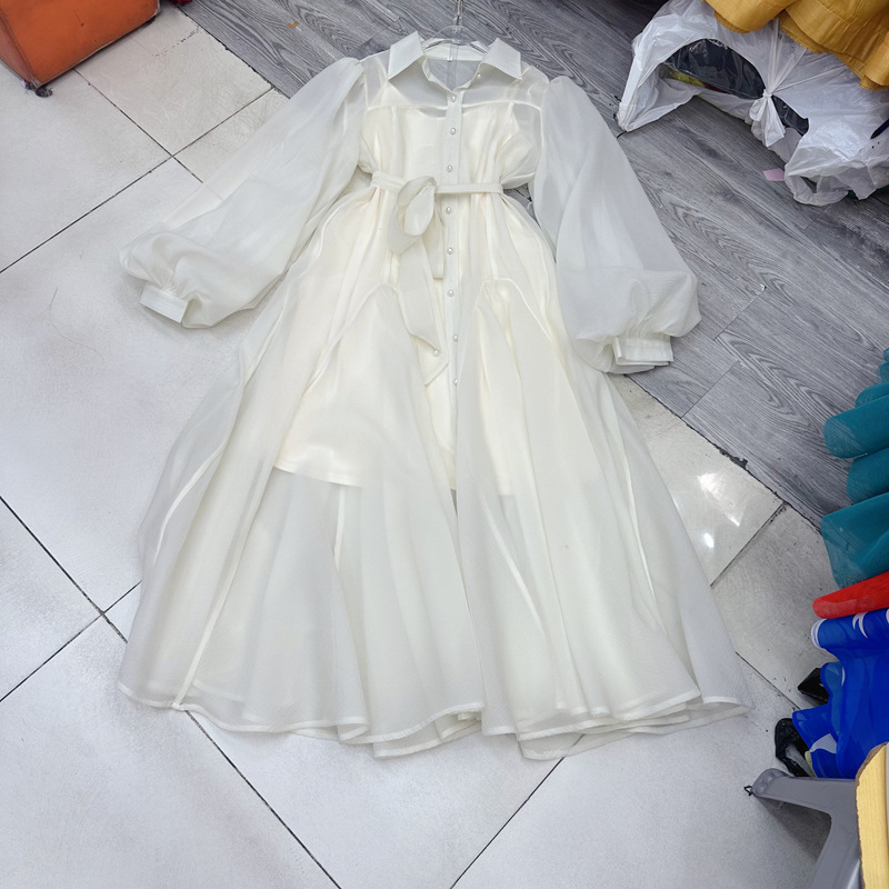 Thirteen Rows Vietnam niche shirt dress new seaside vacation style socialite with belt long skirt C1 # 1635 Thirteen Rows Vietnam niche shirt dress new seaside vacation style socialite with belt long skirt C1 # 1635