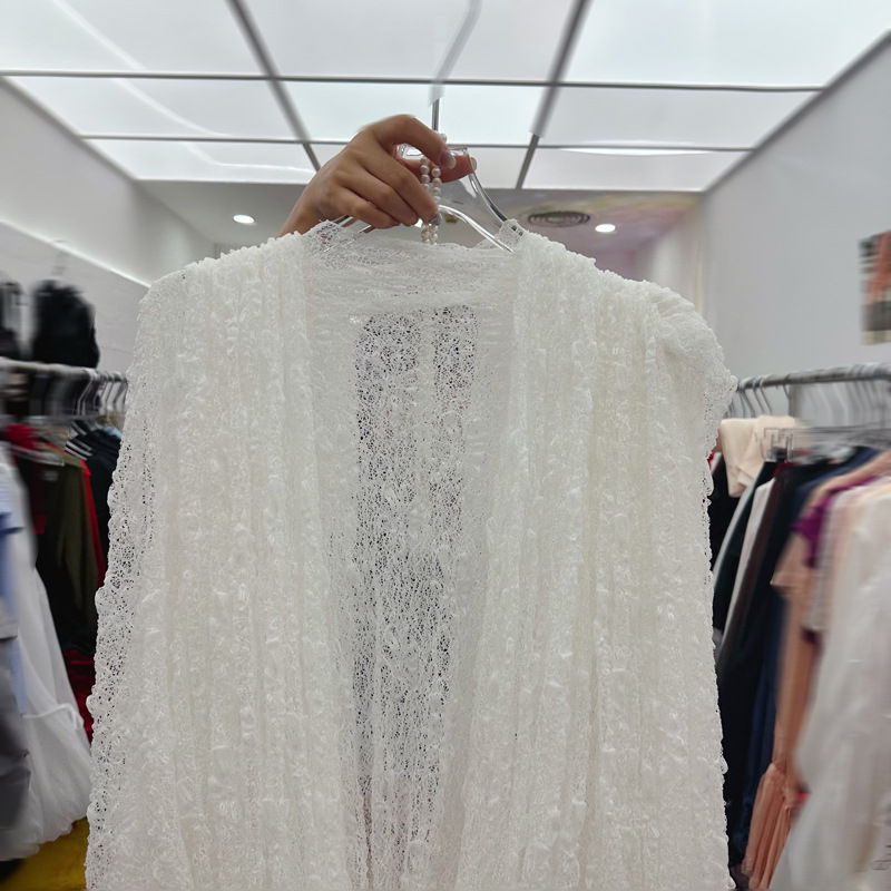 Thirteen line French mesh lace long sleeved dress with pleated canopy design, pure desire style dress C1 # 1966 Thirteen line French mesh lace long sleeved dress with pleated canopy design, pure desire style dress C1 # 1966