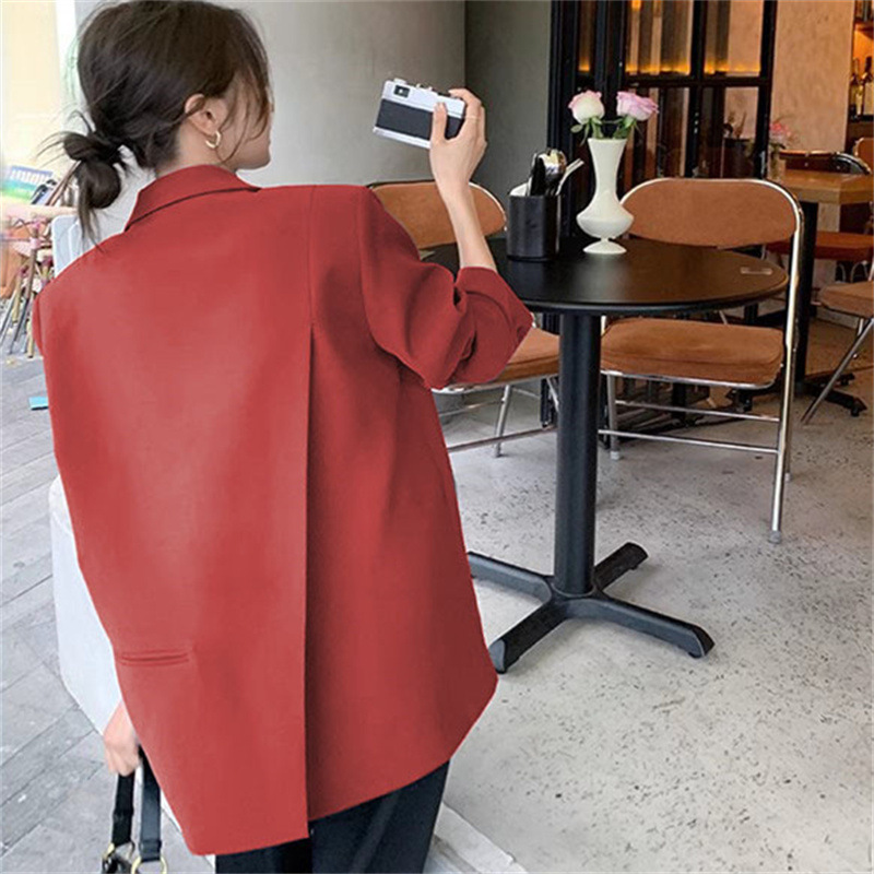 Dark gray suit jacket for women's autumn petite 2025 new Korean version high-end and explosive street casual plus size suit Dark gray suit jacket for women's autumn petite 2025 new Korean version high-end and explosive street casual plus size suit