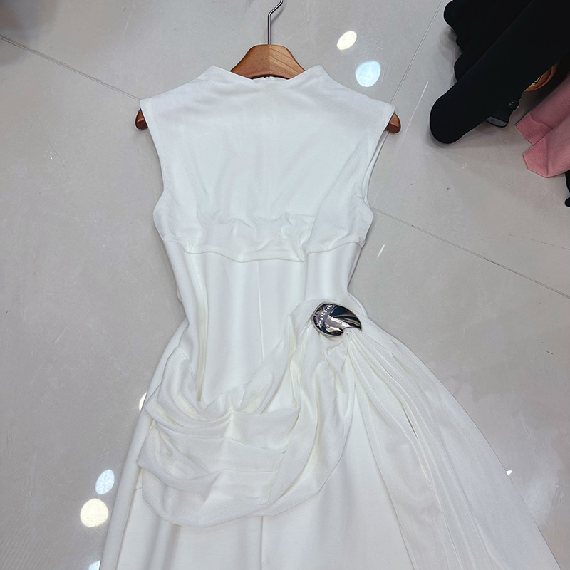 Thirteen lines of Vietnam's niche high-end design, wrinkled temperament, slim fit sleeveless dress, formal dress, long skirt A2 # 8538 Thirteen lines of Vietnam's niche high-end design, wrinkled temperament, slim fit sleeveless dress, formal dress, long skirt A2 # 8538