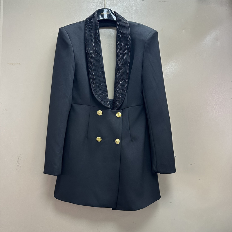 Thirteen lines of British style imperial sister Fan street shot hot diamond deep V suit collar, waist cinched, backless suit dress A3 # 8981 Thirteen lines of British style imperial sister Fan street shot hot diamond deep V suit collar, waist cinched, backless suit dress A3 # 8981