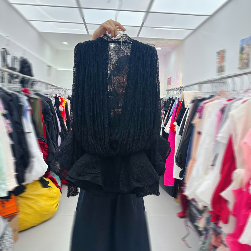 Thirteen line French mesh lace long sleeved dress with pleated canopy design, pure desire style dress C1 # 1966 Thirteen line French mesh lace long sleeved dress with pleated canopy design, pure desire style dress C1 # 1966