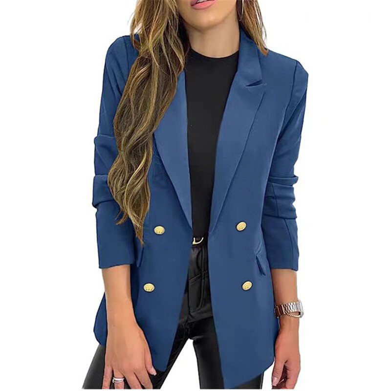 2025 Amazon Foreign Trade New Small Suit Coat Women's Solid Color Casual Long Sleeve Collar Button Autumn Coat 2025 Amazon Foreign Trade New Small Suit Coat Women's Solid Color Casual Long Sleeve Collar Button Autumn Coat