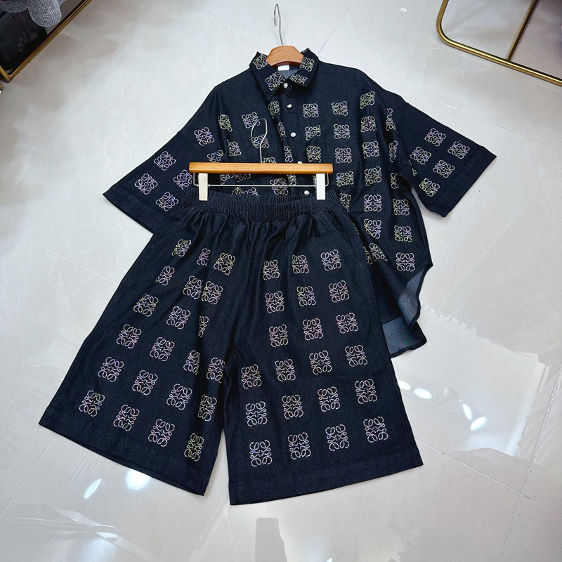 Thirteen Rows Australian Wide Leg Denim Shorts Heavy duty Sticky Diamond Denim Shirt High Waist Shorts Set C1 # 2163 Thirteen Rows Australian Wide Leg Denim Shorts Heavy duty Sticky Diamond Denim Shirt High Waist Shorts Set C1 # 2163