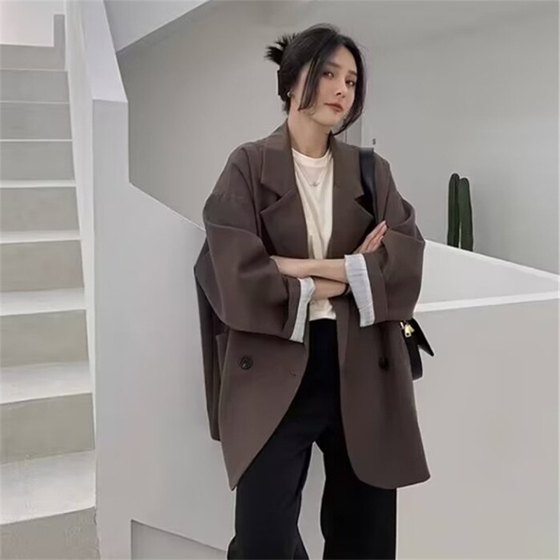 Spring and Autumn Coffee colored Suit Jacket for Women 2025 Spring and Autumn New Style Leisure Internet Celebrity Explosive Street Loose Small Suit Spring and Autumn Coffee colored Suit Jacket for Women 2025 Spring and Autumn New Style Leisure Internet Celebrity Explosive Street Loose Small Suit