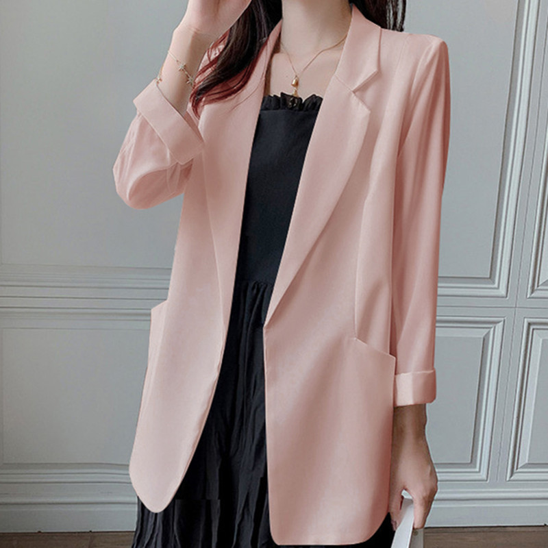Chiffon small suit women's summer 2025 new white suit top thin style casual jacket sun protection jacket Chiffon small suit women's summer 2025 new white suit top thin style casual jacket sun protection jacket