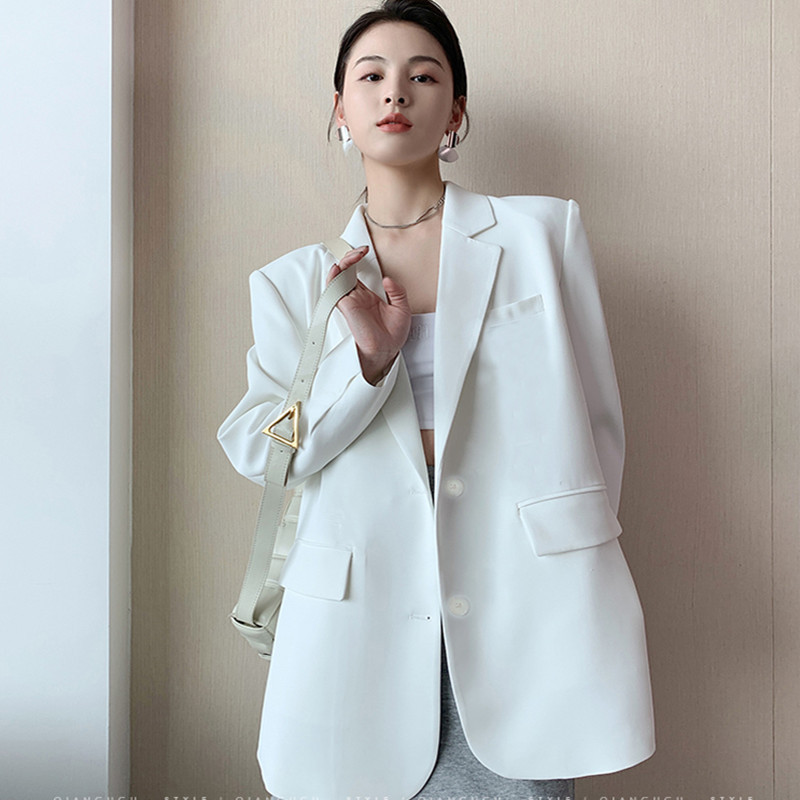 White suit jacket for women's Spring and Autumn 2025 new Korean version loose internet celebrity casual professional fashion small suit top White suit jacket for women's Spring and Autumn 2025 new Korean version loose internet celebrity casual professional fashion small suit top