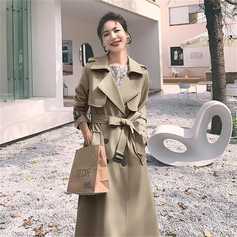 Wind coat jacket for women 2025 Korean version new spring and autumn British style medium long short popular khaki coat Wind coat jacket for women 2025 Korean version new spring and autumn British style medium long short popular khaki coat